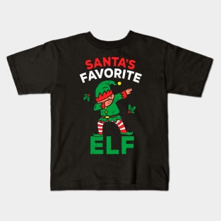 Funny Santa's Favorite Elf Squad Christmas Pajama Matching Kids T-Shirt